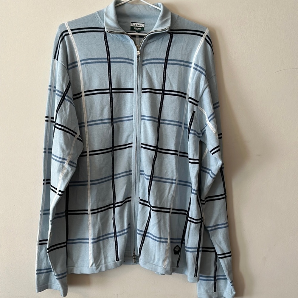 PAUL Smith Jeans Vintage Plaid Striped Zip-Up Cardigan